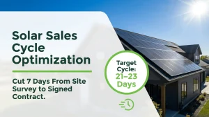 Solar sales cycle optimization timeline showing 7-day reduction from 30 to 23 days