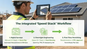 Comparison showing solar site survey optimization from 5 days to same-day with digital tools