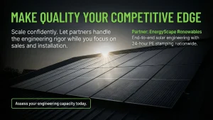 Solar installation quality metrics comparison showing permit approval rates with engineering partners