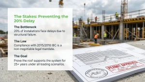 Structural engineer performing roof load calculations for solar panel installation project