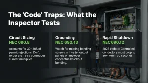 Solar installer testing rapid shutdown compliance for AHJ solar inspection requirements