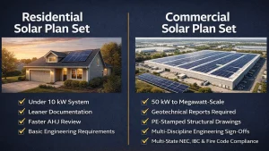 Residential vs Commercial Solar Plan Set