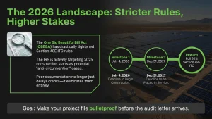 solar project compliance IRS audit documents on job site