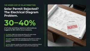 Solar permit rejected for incomplete electrical diagrams — NEC 690 one-line diagram example