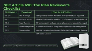 NEC Article 690 solar electrical diagram requirements for permit approval