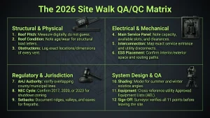 12-point solar site assessment QA/QC checklist for EPCs and solar installers 2026