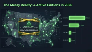 Map showing which NEC edition your AHJ enforces by US state in 2026