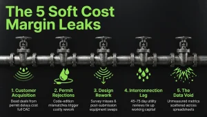 solar permit rejection cost math showing soft costs leaking from installer margin