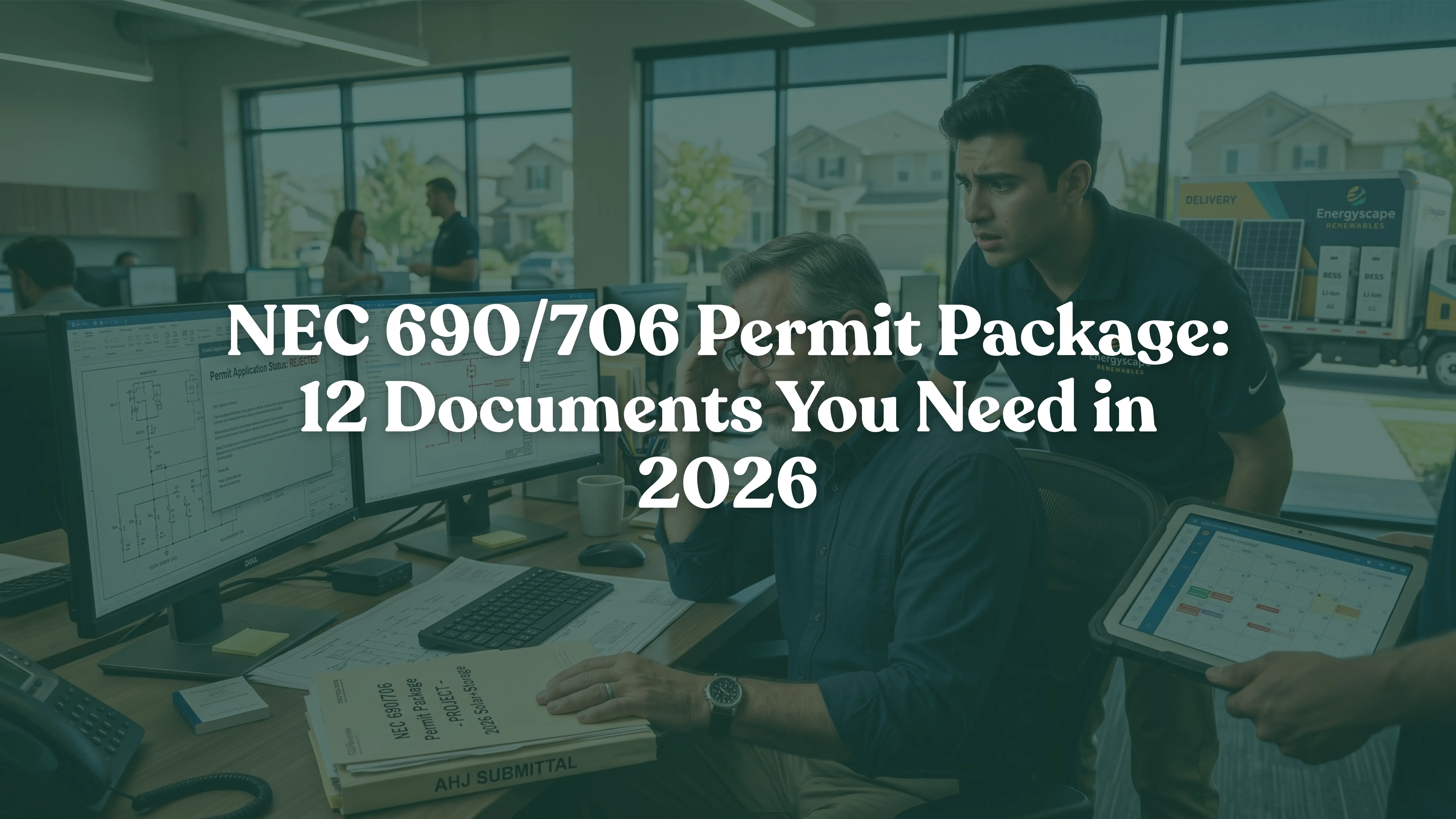 NEC 690/706 permit package document checklist for U.S. solar installers