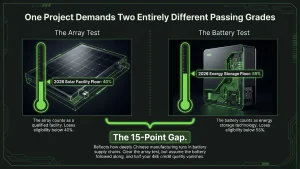 MACR calculation solar threshold table showing 40% solar and 55% storage requirements for 2026