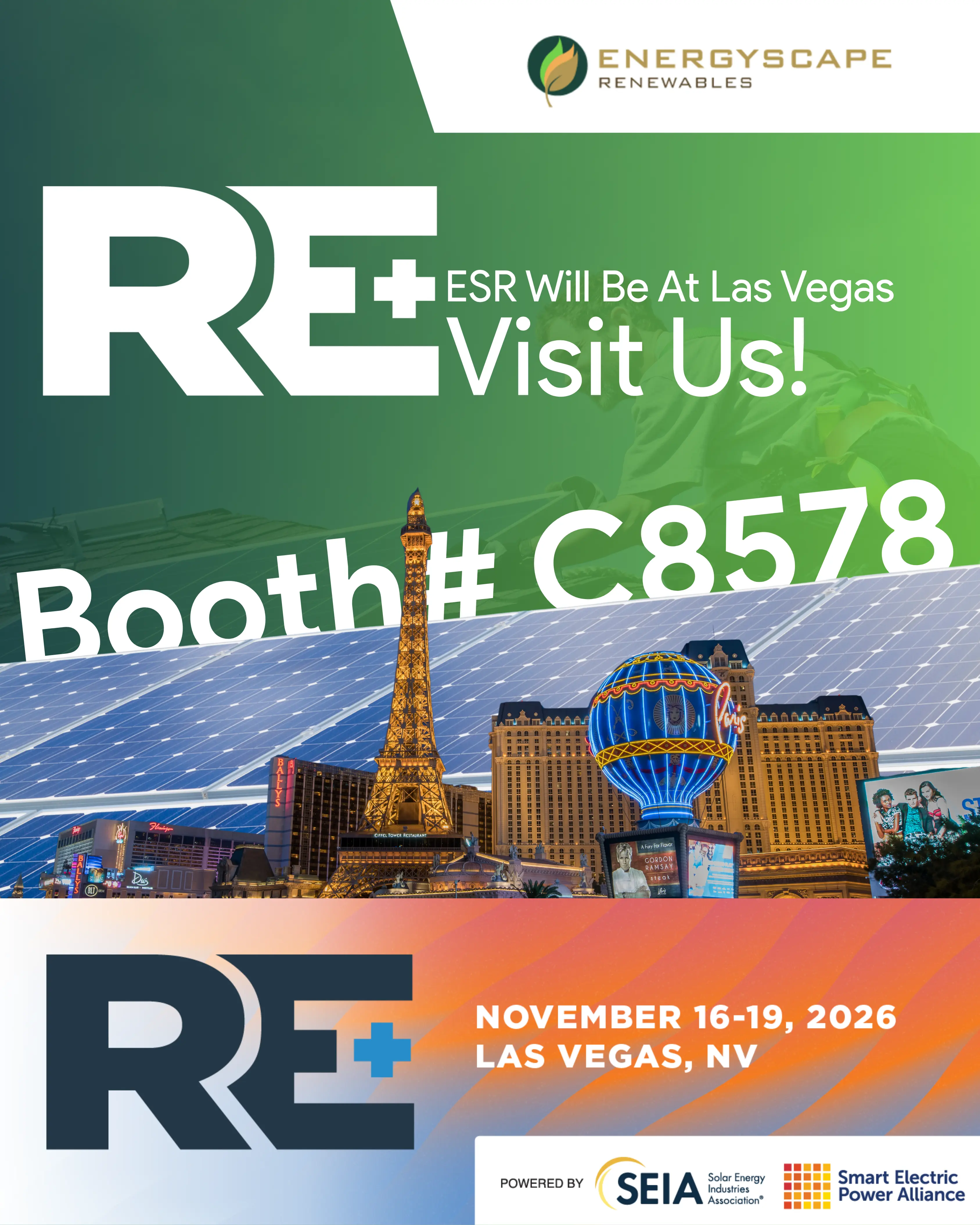 ESR Will Be At RE+ Vegas. Visit us at Booth# C8578