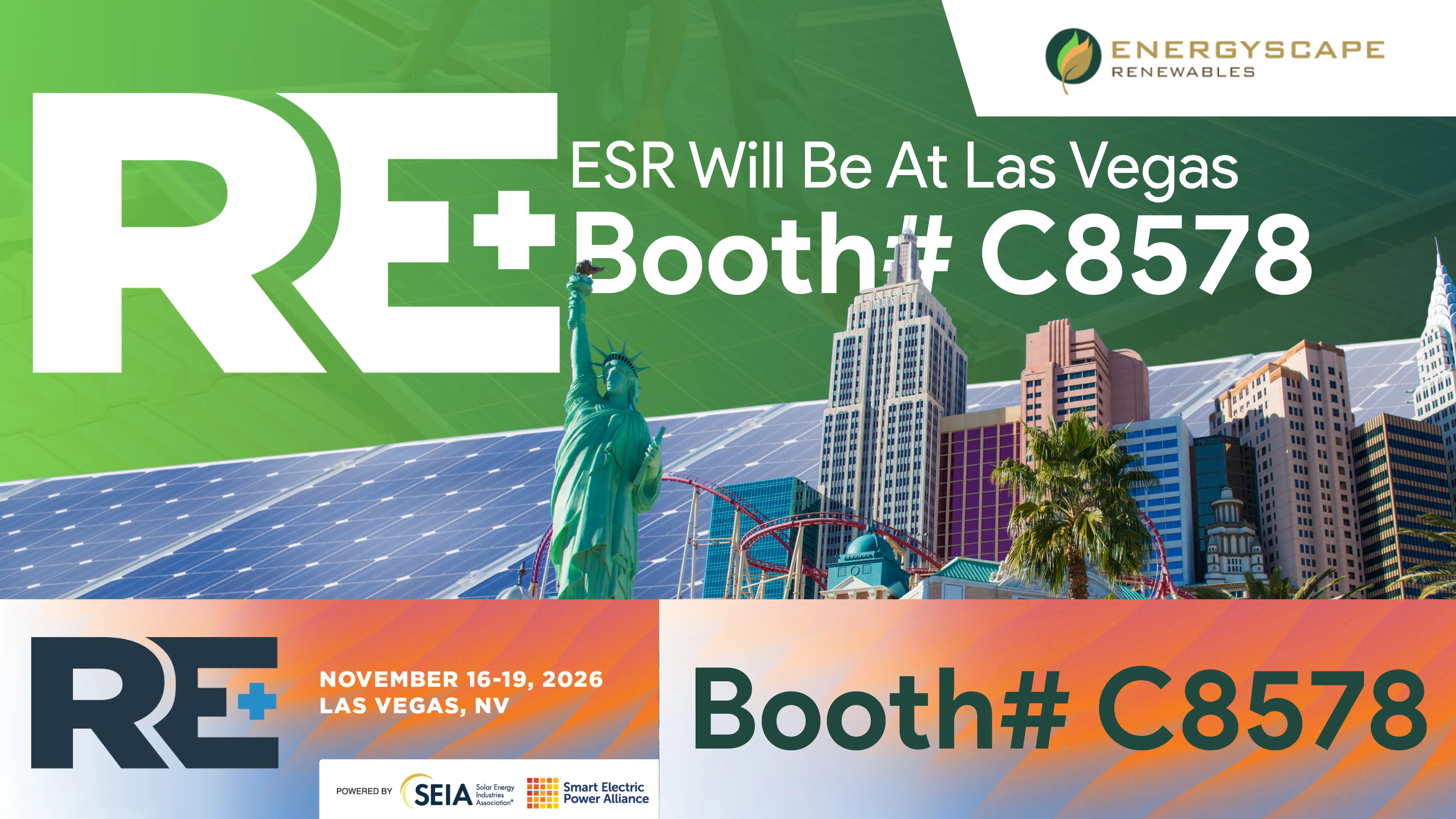 ESR Will Be At RE+ Vegas. Visit us at Booth# C8578